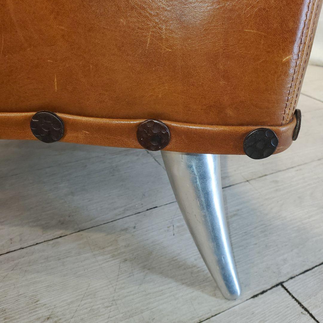 ヴィンテージレザー　アンティークスツール　オットマン　本皮