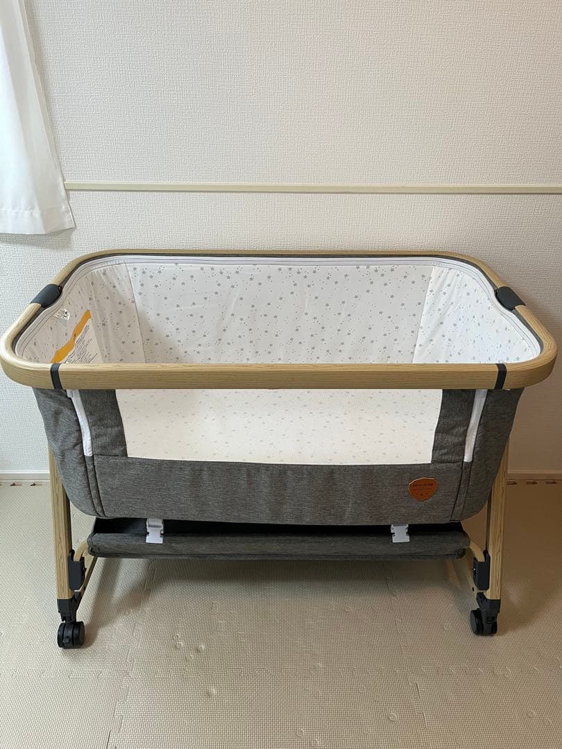 Maydolly ベビーベッド グレー キャスター付きHZDMJ