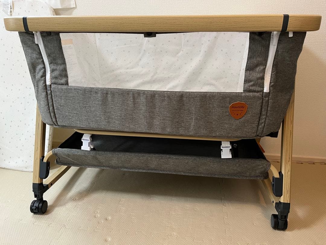Maydolly ベビーベッド グレー キャスター付きHZDMJ