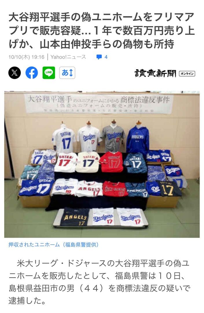 【正規品・タグ付き新品】大谷翔平選手　エンゼルス　レプリカユニフォーム　M