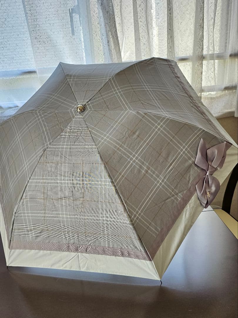 新品タグ付☆ランバンオンブルー☆リボン晴雨兼用折り畳み日傘