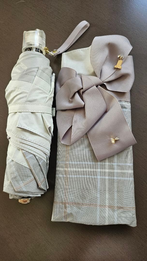 新品タグ付☆ランバンオンブルー☆リボン晴雨兼用折り畳み日傘