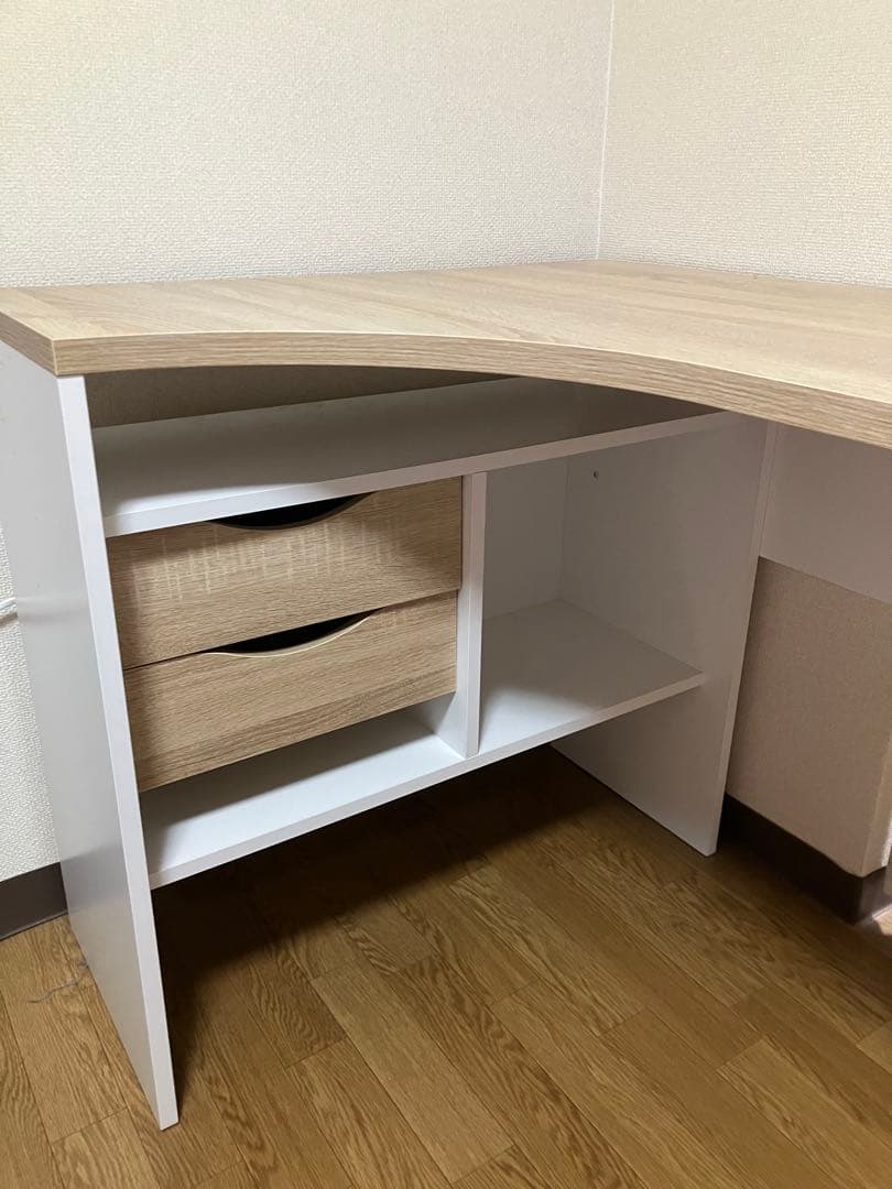 美品 LOWYAコーナーデスクL字下 収納付き引き出し【2/20-28に発送】