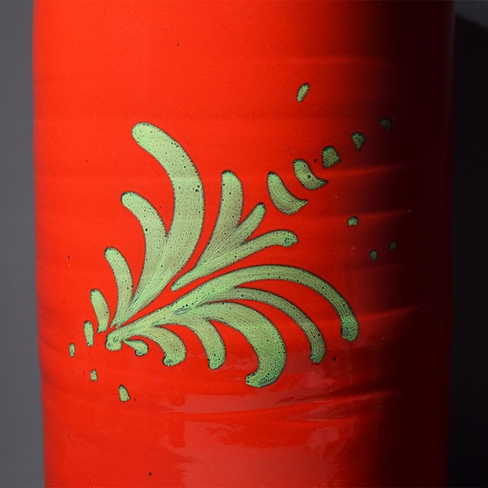 イタリア製 マヨリカ焼き 傘立て レッド 花柄 アンティーク