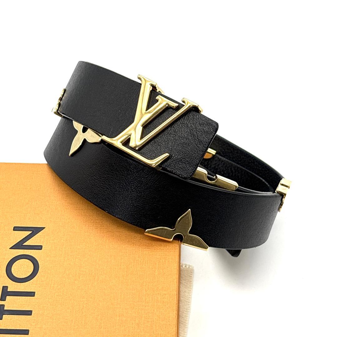 未使用級◆ルイヴィトン サンチュール（80/32）ベルト フラワー ブラック