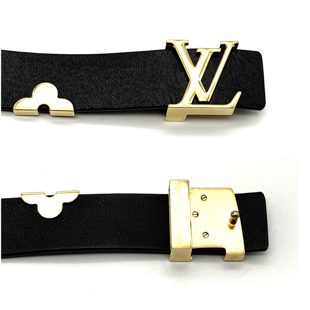 未使用級◆ルイヴィトン サンチュール（80/32）ベルト フラワー ブラック