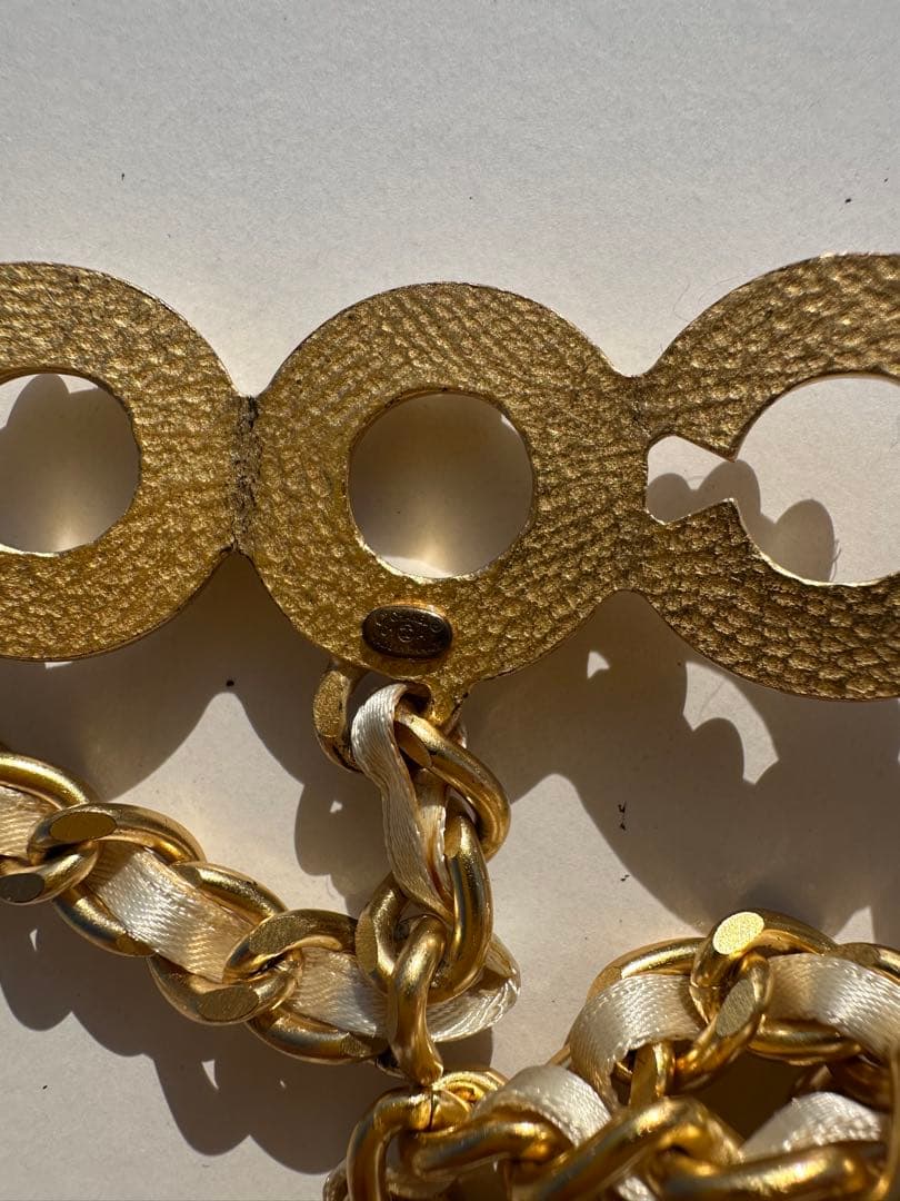 CHANELゴールドチェーン パール装飾 ベルト