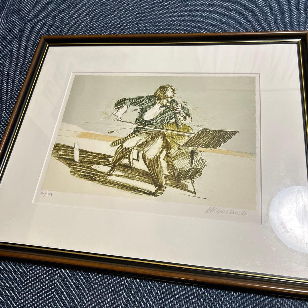 クロード・ワイズバッシュ　チェロ演奏　リトグラフ 211/250