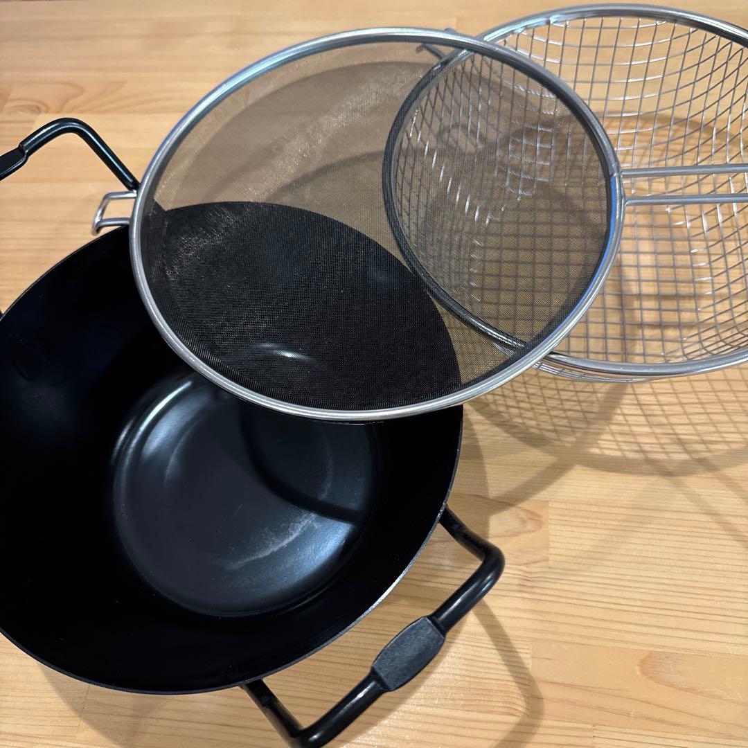 一回使用のみ　la base 揚げ物鍋 22cm 日本製　３点セット