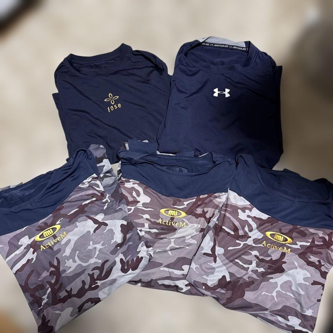 アクティブーム アンダーシャツ 5 点セット ネイビー 迷彩