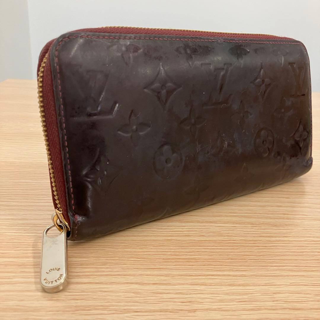 《良品》 ルイヴィトン モノグラムヴェルニ ジッピーウォレット ワインレッド