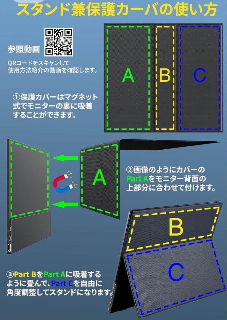 cocopar 15.6インチ モバイルモニター カバースタンド付き 外箱なし