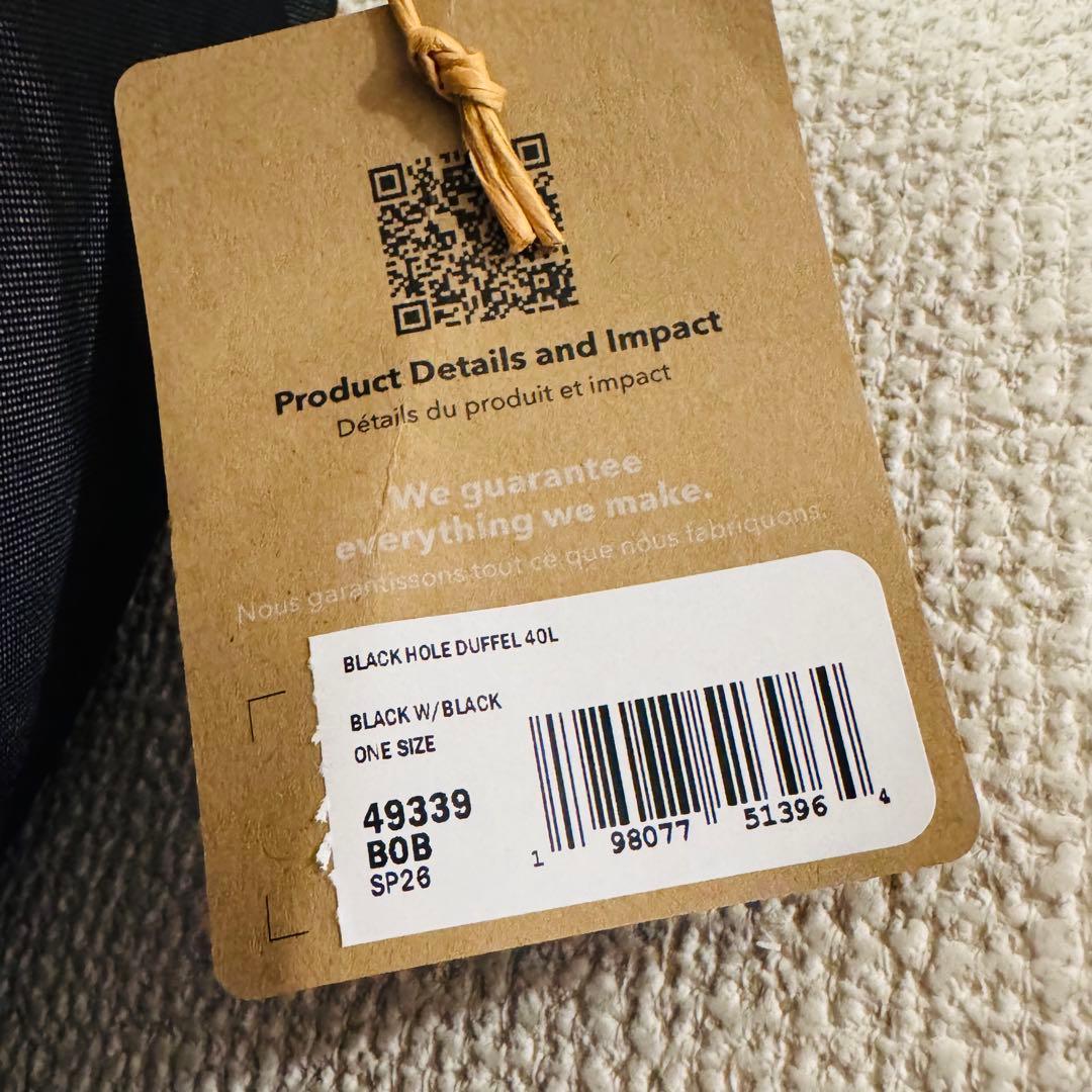 パタゴニア　ブラックホール　ダッフル　40L 黒　新品未使用