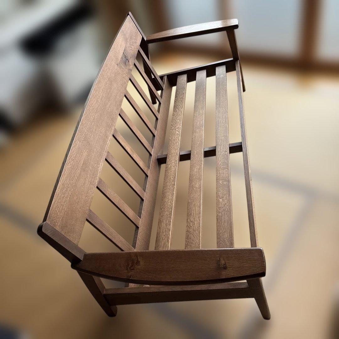 木製フレーム グレー系ソファ 3人掛け