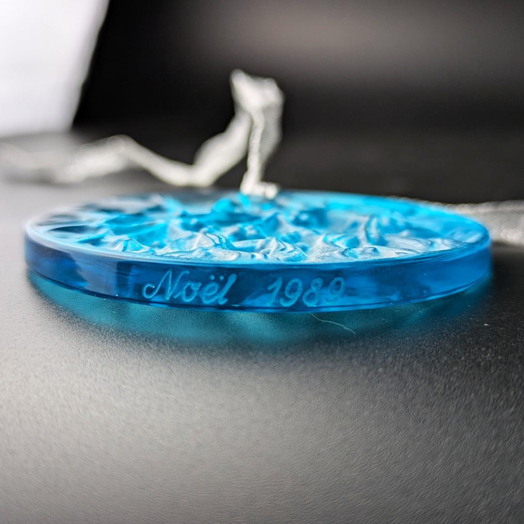 鮮烈ターコイズ★ラリック ヤドリギ ペンダント オーナメント 美品 フランス