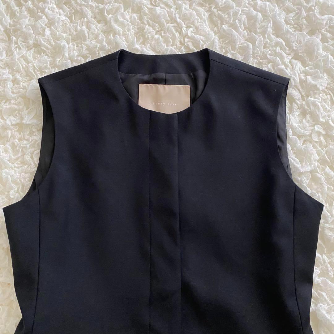 セオリーリュクス クルーネック ジレ ベスト シルク混 ストレッチ