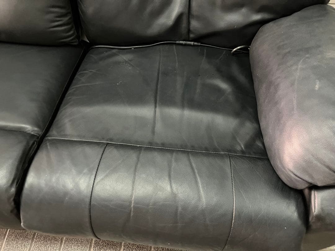 島忠　本革電動リクライニング3人掛けソファ トリプルソファー　レザー　セパレート