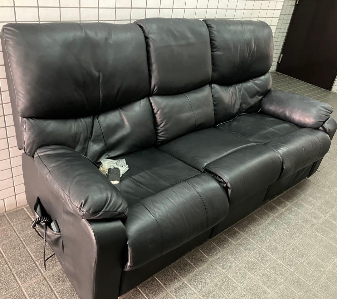 島忠　本革電動リクライニング3人掛けソファ トリプルソファー　レザー　セパレート