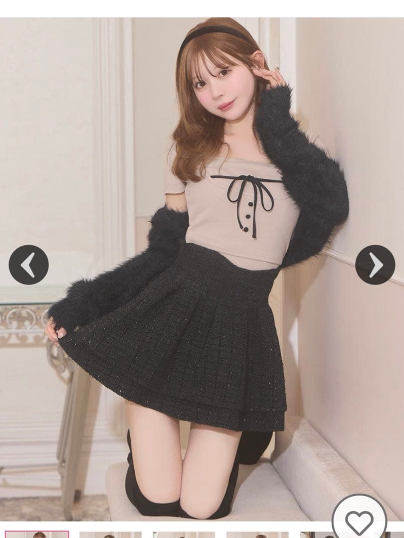 ミシェルマカロン ファンシーツイード美脚スカート 黒 Mサイズ