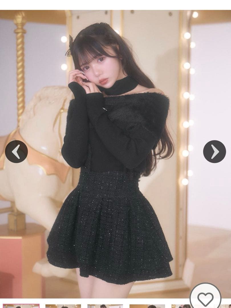 ミシェルマカロン ファンシーツイード美脚スカート 黒 Mサイズ