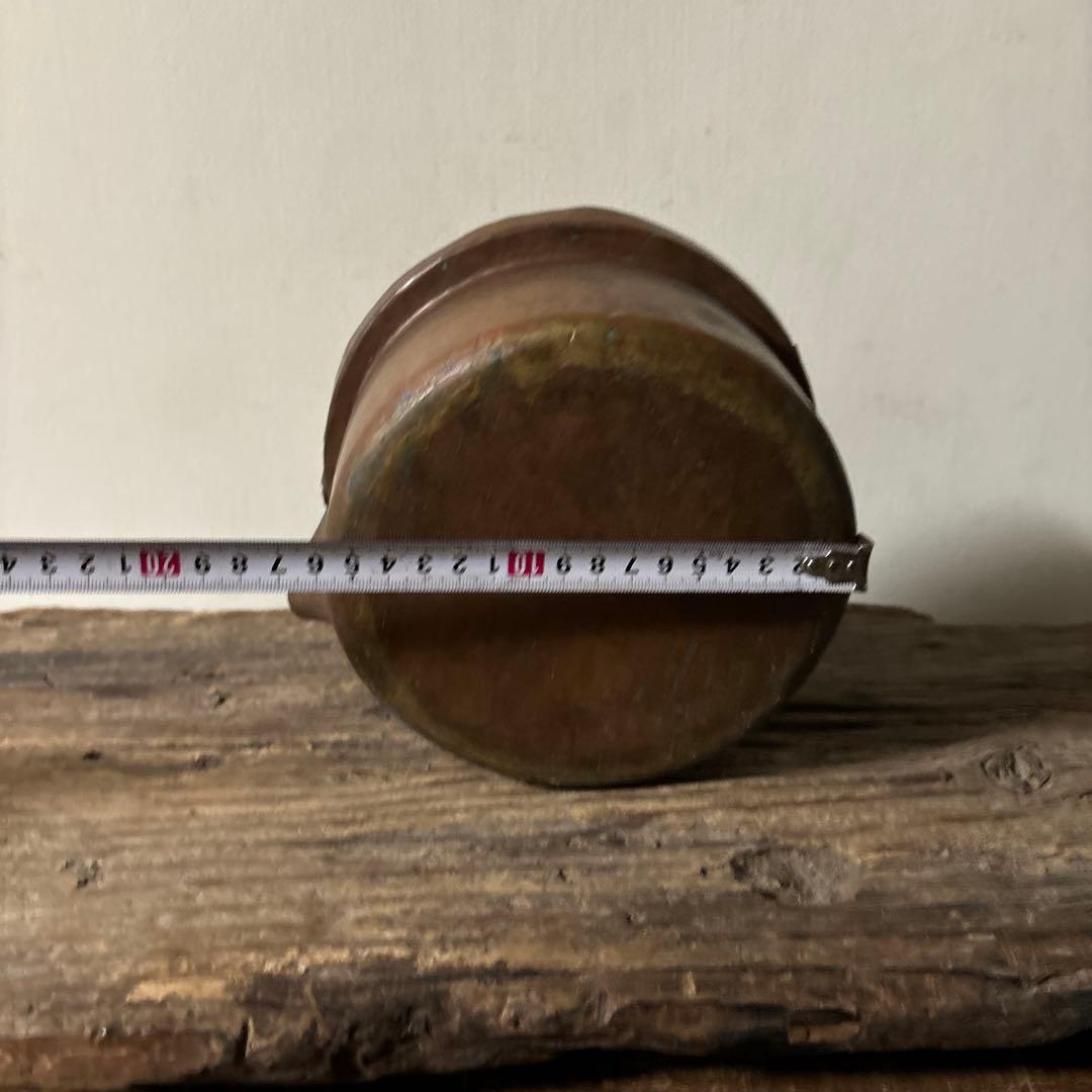 シャビー　古い片口銅鍋　⑥ コッパーケトル　片口　ガーデニング　古道具　検:李朝