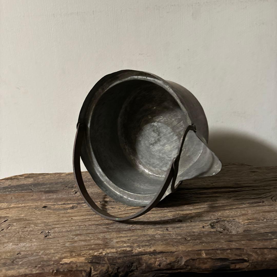 シャビー　古い片口銅鍋　⑥ コッパーケトル　片口　ガーデニング　古道具　検:李朝