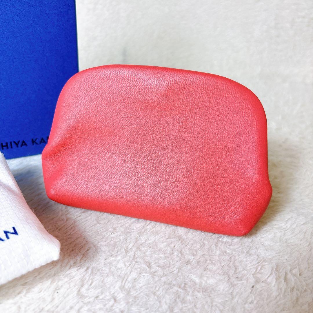 土屋鞄 スムースラムスキン がま口 ミディアム コーラル ケース ピンク