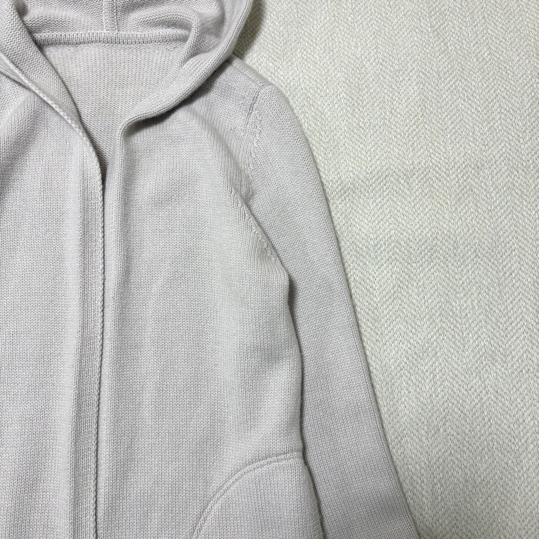 FOXEY フォクシー フード付 ロングカーディガン カシミヤ100% グレー