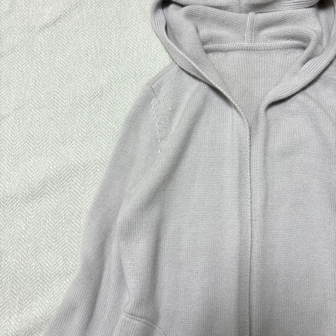 FOXEY フォクシー フード付 ロングカーディガン カシミヤ100% グレー