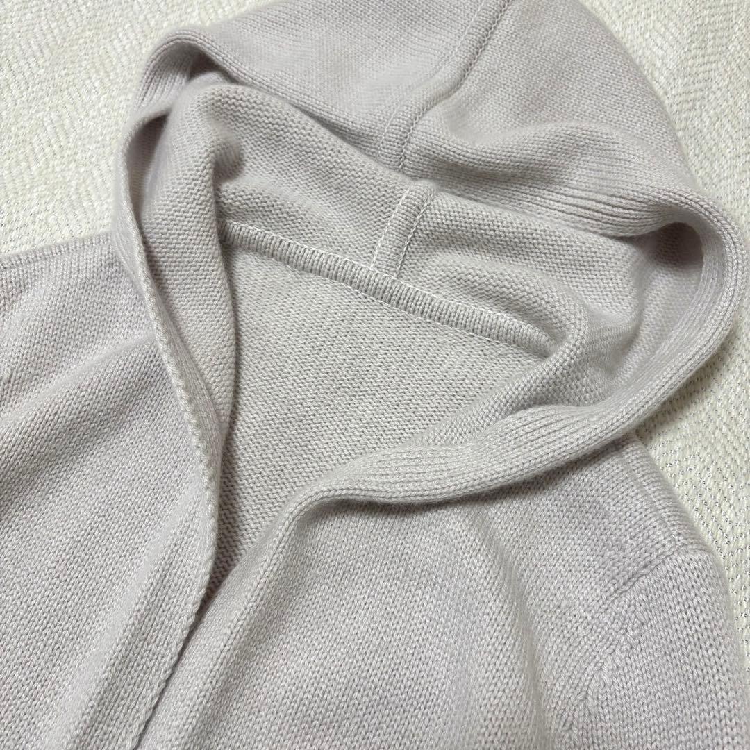 FOXEY フォクシー フード付 ロングカーディガン カシミヤ100% グレー