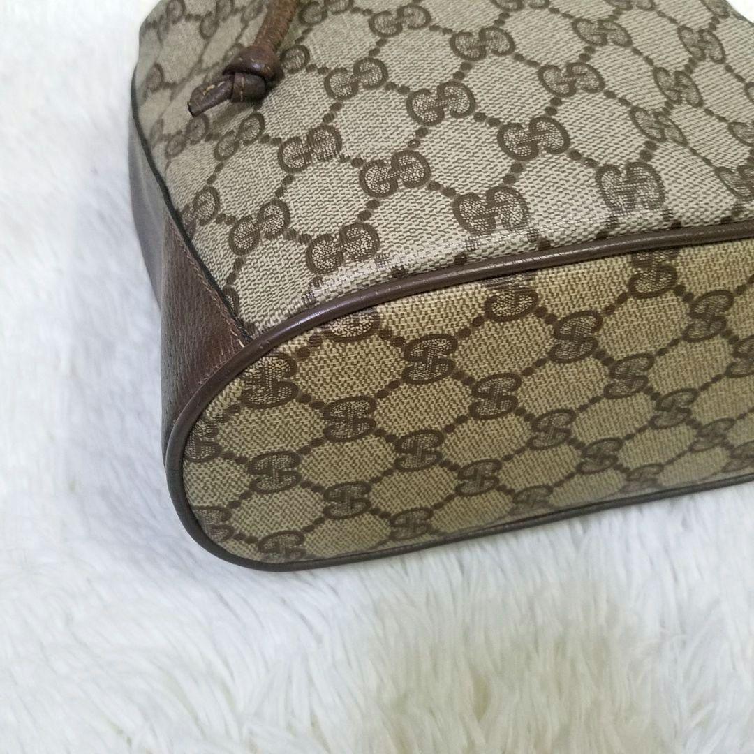 【正規品】GUCCI 巾着型ショルダーバッグ GG シェリーライン PVC 本革