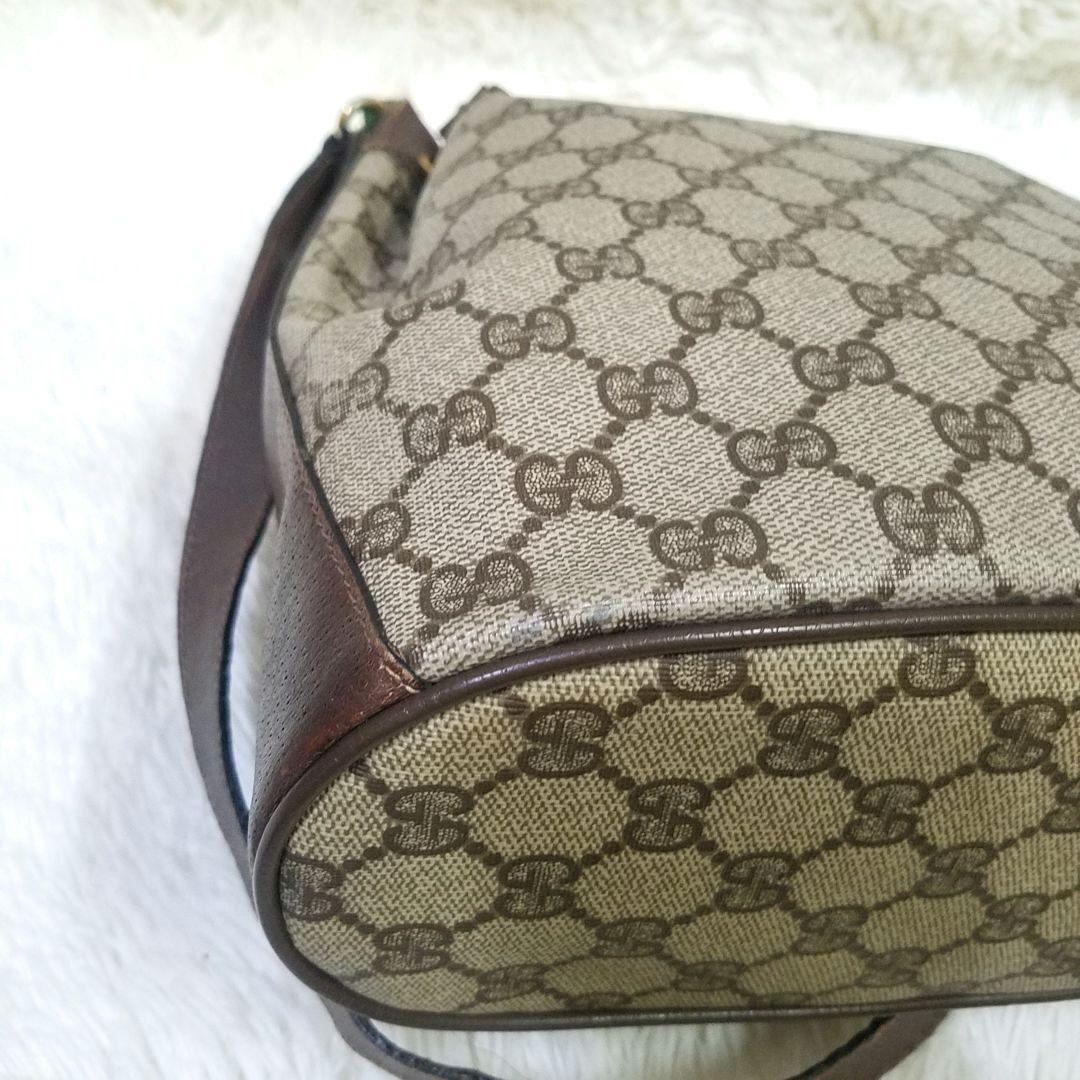 【正規品】GUCCI 巾着型ショルダーバッグ GG シェリーライン PVC 本革