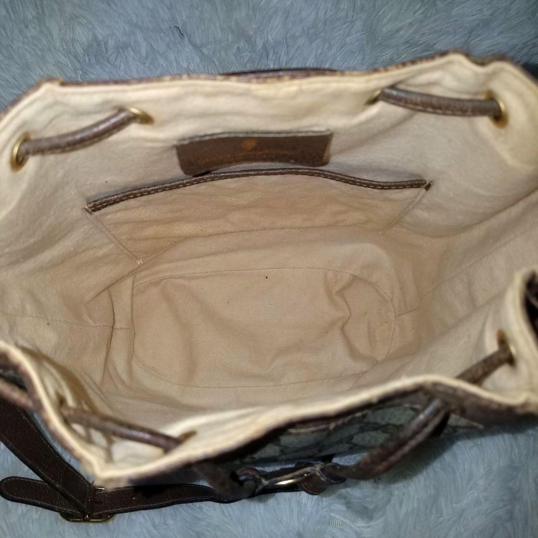 【正規品】GUCCI 巾着型ショルダーバッグ GG シェリーライン PVC 本革