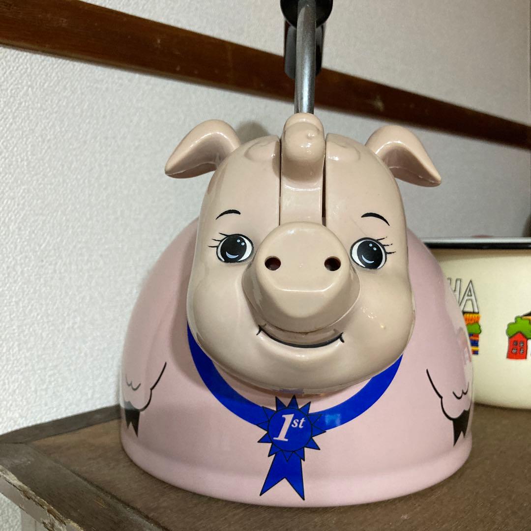 アンティーク　豚ホーローケトル