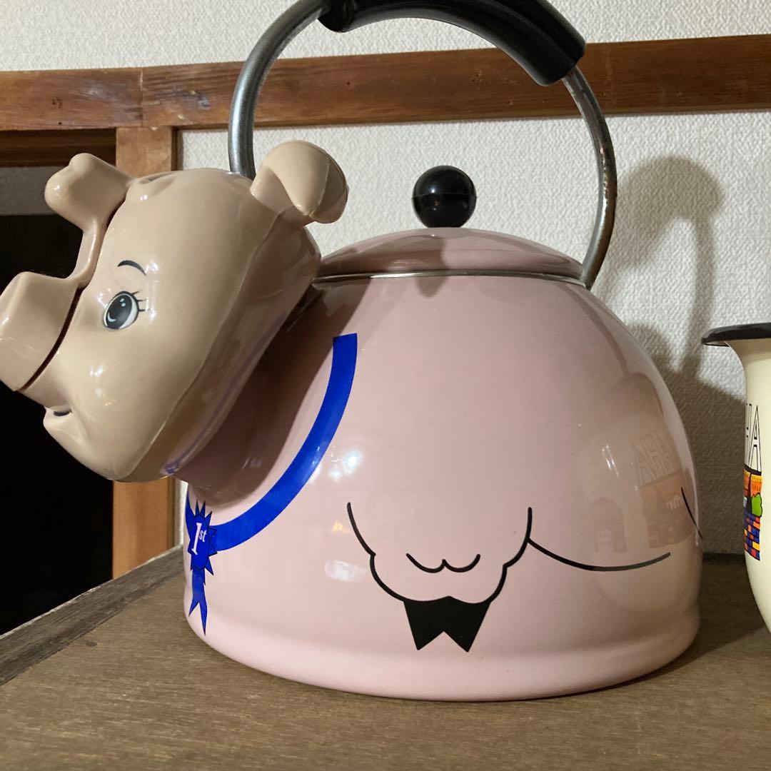 アンティーク　豚ホーローケトル