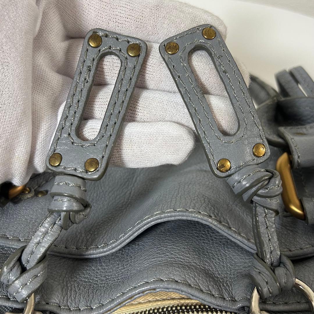 Chloe クロエ パディントン 2wayハンドバッグ 南京錠 ブルーグレー