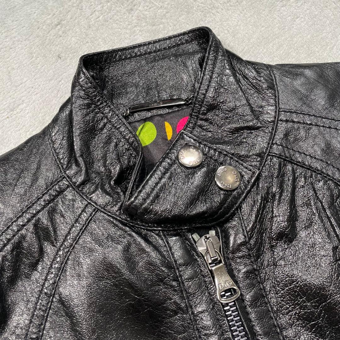 ドルチェアンドガッバーナ ラムレザー シングルライダースジャケット 黒　40