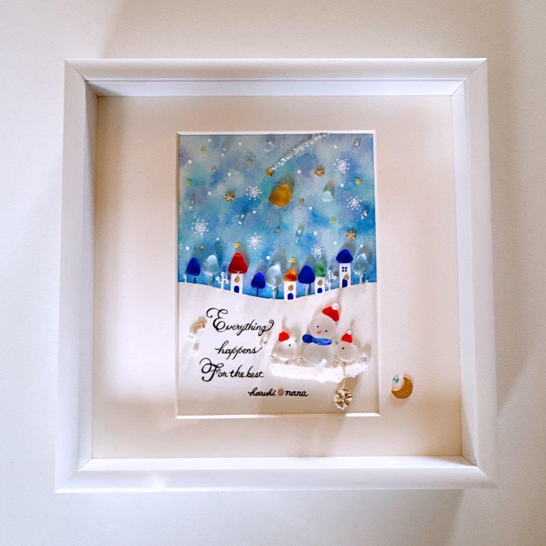 ꫛꫀꪝ✧シーグラスアート「ねがいごと♡北欧の街並み」赤　レアカラー　絵本の世界