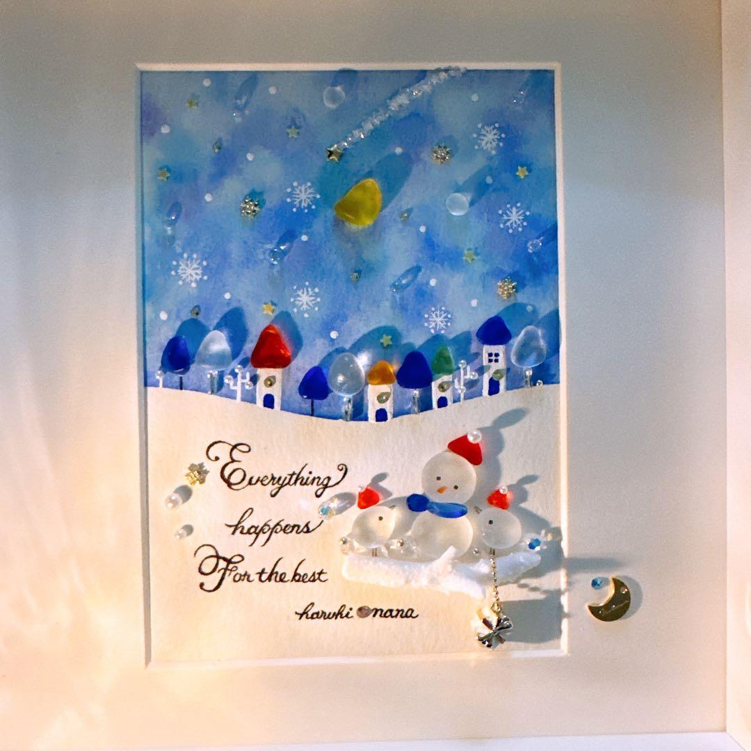 ꫛꫀꪝ✧シーグラスアート「ねがいごと♡北欧の街並み」赤　レアカラー　絵本の世界