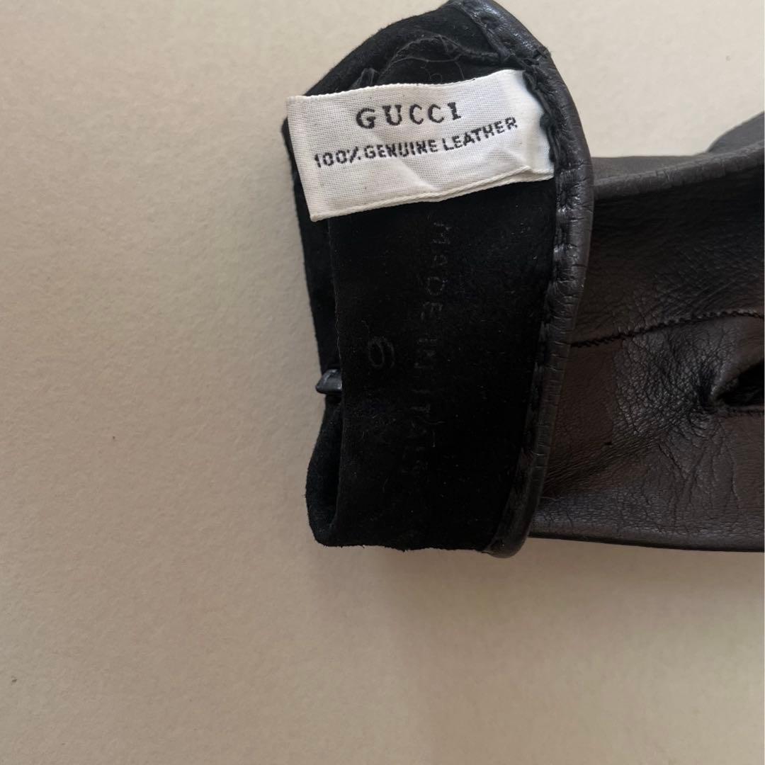 【未使用】GUCCIホースビット付き黒レザーグローブゴールド金具