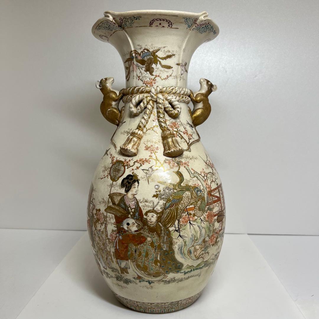 専用　明治時代　京薩摩　金彩人物画　ネズミ年　大花瓶　h36.5cm