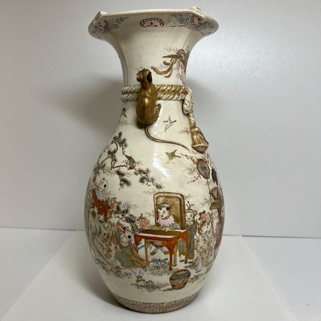 専用　明治時代　京薩摩　金彩人物画　ネズミ年　大花瓶　h36.5cm