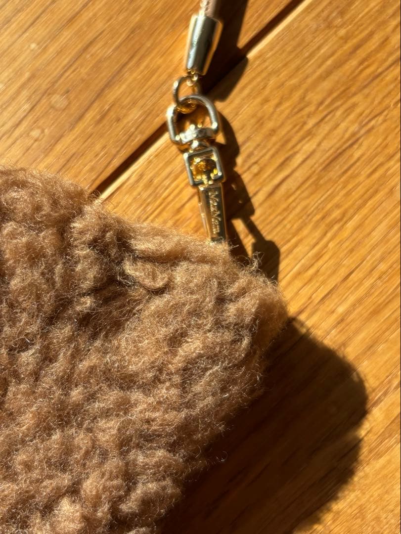 極美品 白タグ マックスマーラ テディベア ミトン ファー 手袋 キャメル SM