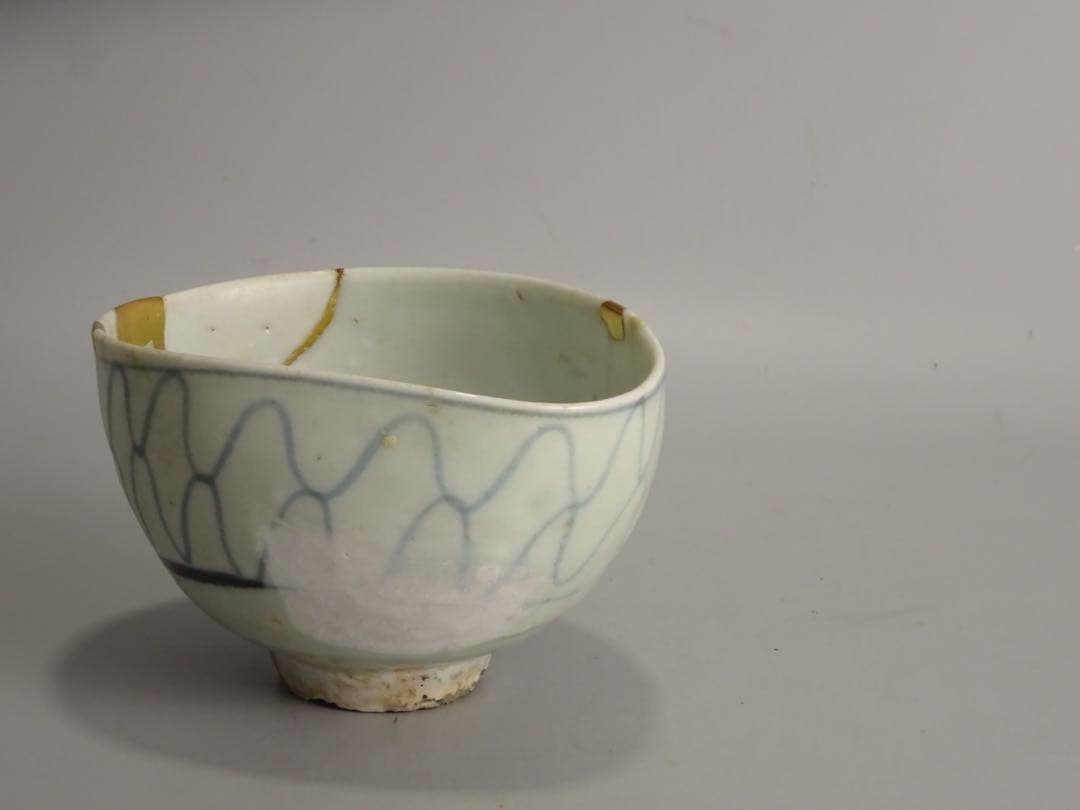 江戸時代　前期　初期伊万里　染付　網手　小碗　箱付　茶碗　酒器　片口としても