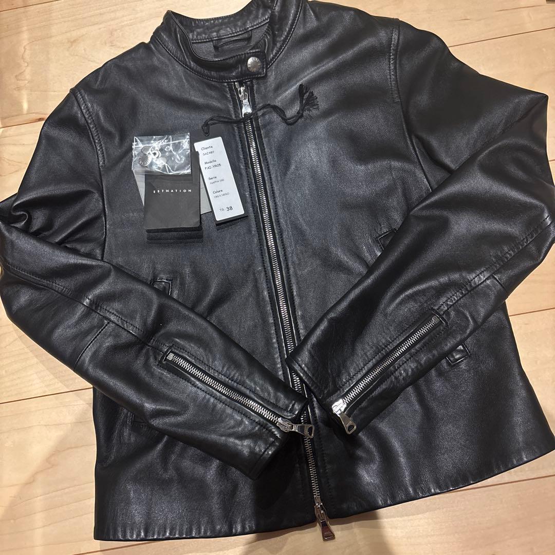 EMMETI FAI ナッパ シングル ライダースブルゾン 38 レディース