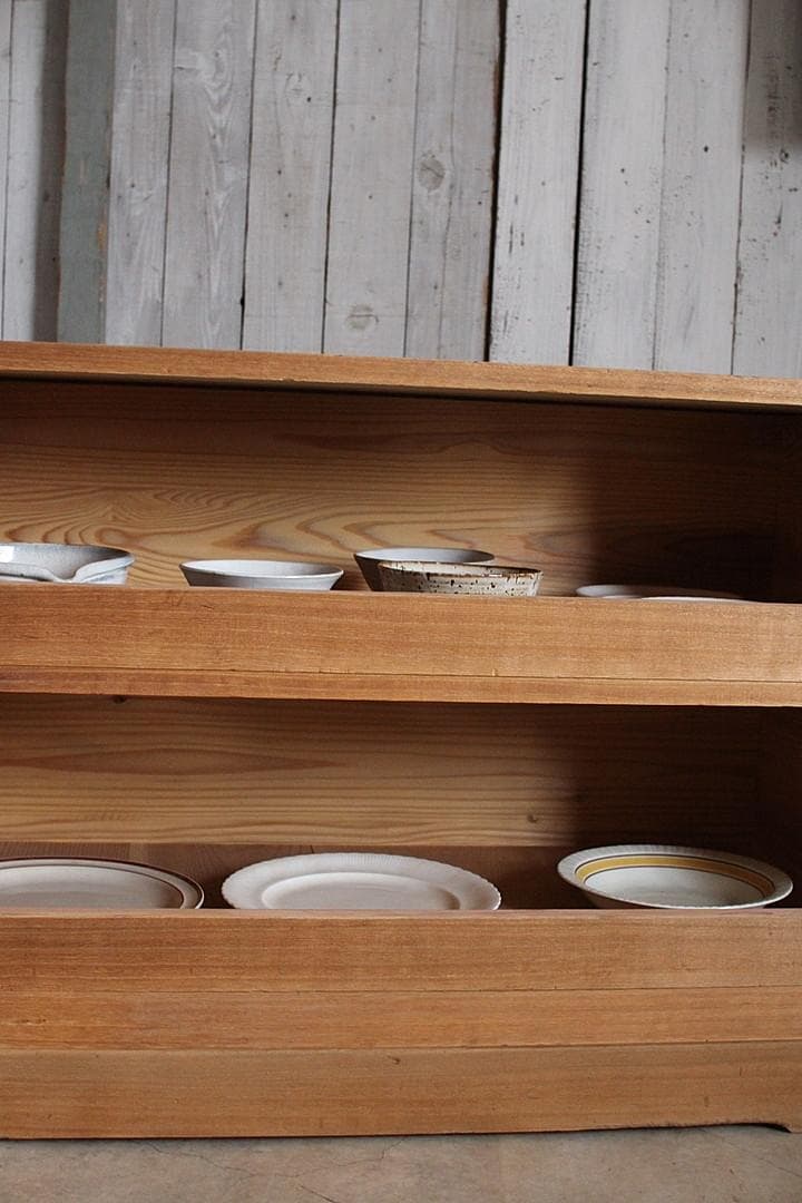 古い木製の引き出し　2段　食器棚　シャツケース　収納棚　チェスト　古家具