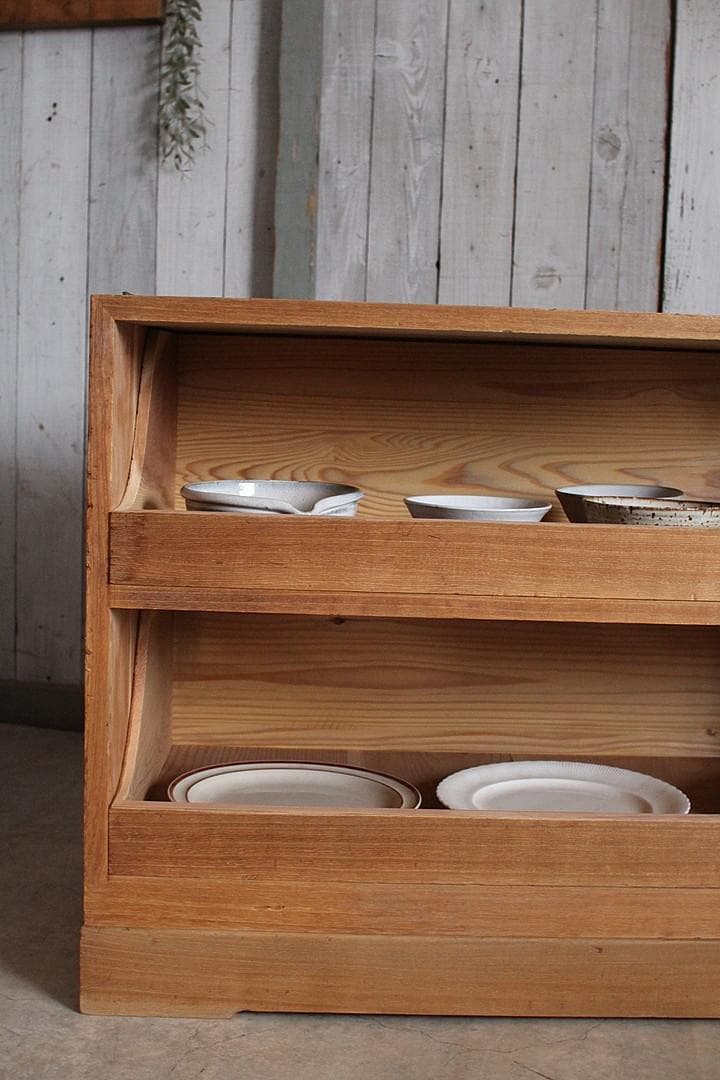 古い木製の引き出し　2段　食器棚　シャツケース　収納棚　チェスト　古家具