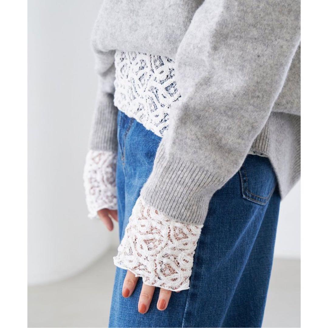 【新品未使用】IENAペイズリー ストレッチレースプルオーバー （ナチュラル）