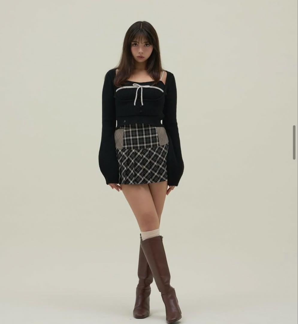 ANDMARY Natalie ribbon set ニット　ブラック