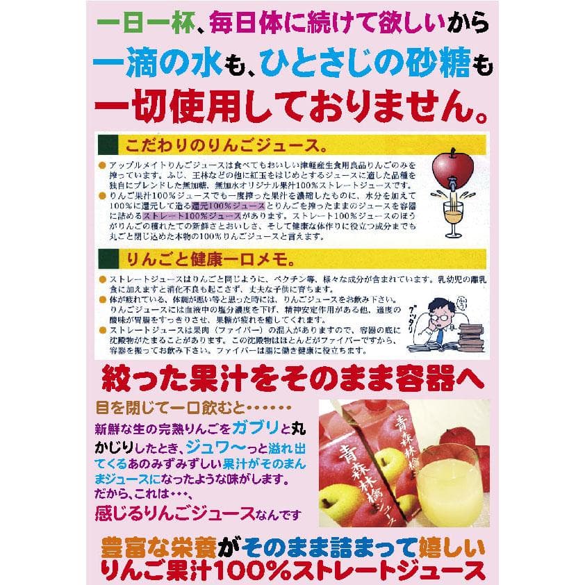 果汁100%アップルメイトりんごジュース1000ml紙パック3本入5箱/計15本